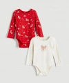 LC Waikiki Geyik Baskılı Uzun Kollu Kız Bebek Çıtçıtlı Body 2 li (W5)
