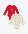 LC Waikiki LCW baby Bisiklet Yaka Uzun Kollu Baskılı Kız Bebek Çıtçıtlı Body 2 li