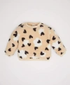 Defacto Bisiklet Yaka Kalp Desenli İçi Yumuşak Tüylü Welsoft Pelüş Sweatshirt Kız Bebek