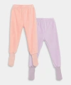 Beli Lastikli Kadife Kız Bebek Çoraplı Pijama Alt 2li