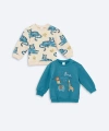 LC Waikiki Baskılı Uzun Kollu Erkek Bebek Sweatshirt 2li