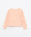 LC Waikiki Mercan Bisiklet Yaka Nakışlı Uzun Kollu Kız Çocuk Sweatshirt