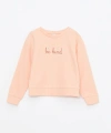 LC Waikiki Mercan Bisiklet Yaka Nakışlı Uzun Kollu Kız Çocuk Sweatshirt