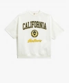 Koton California Baskılı Kısa Kollu Sweatshirt Bisiklet Yaka