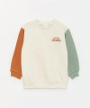 LC Waikiki Bej Bisiklet Yaka Baskılı Erkek Bebek Sweatshirt