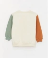 LC Waikiki Bej Bisiklet Yaka Baskılı Erkek Bebek Sweatshirt