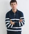 LC Waikiki Polo Yaka Çizgili Erkek Kalın Sweatshirt