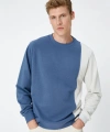 Koton Bisiklet Yaka Sweatshirt Renk Bloklu Etiket Baskılı Uzun Kollu