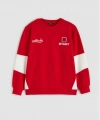 LC Waikiki Kırmızı Bisiklet Yaka Baskılı Erkek Sweatshirt