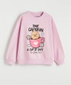 LC Waikiki LCW Kids Lila Capyfun Baskılı Kız Çocuk Kalın Sweatshirt