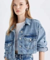Defacto Crop Düğmeli Denim Ceket
