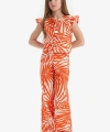 Defacto Desenli Wide Leg Geniş Paça Pantolon Kız Çocuk