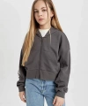 Defacto Kapüşonlu Fermuarlı Sweatshirt Kız Çocuk