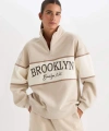 DeFacto Oversize Geniş Kalıp Dik Yaka Fermuarlı Kalın Sweatshirt