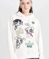 Defacto Oversize Geniş Kalıp Kapüşonlu Baskılı Kalın Sweatshirt