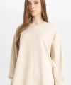 Defacto Regular Fit Bisiklet Yaka Basic Düz Sweatshirt Tunik