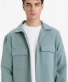 Defacto Regular Fit Twill Yeşil Erkek Gömlek