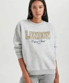 Defacto Relax Fit Bisiklet Yaka Kalın Sweatshirt