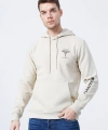 Kapüşonlu Baskılı Krem Erkek Sweatshirt