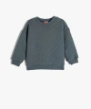 KOTON Basic Sweatshirt Kapitone Uzun Kollu Bisiklet Yaka