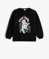 KOTON Baskılı Sweatshirt Bisiklet Yaka Şardonlu