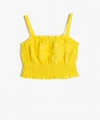Koton Viskoz Crop Bluz Askılı Büzgülü
