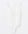 LC Waikiki Ekru V Yaka Taş Baskılı Askılı Bodysuit