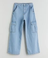 LC Waikiki Indigo Wideleg Kız Çocuk Kargo Jean Pantolon