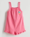 LC Waikiki Kız Çocuk Pembe Nakışlı Salopet