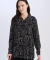 Defacto Kadın Loose Fit Gömlek Yaka Desenli Uzun Kollu Gömlek Tunik