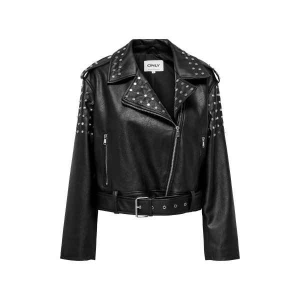 ONLY ONLDESTINY FAUX LEATHER BIKER OTW Zımba İşlemeli Suni Deri Biker Ceket