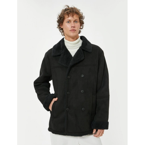 KOTON Slim Fit Mont Süet Görünümlü İçi Peluşlu Düğmeli