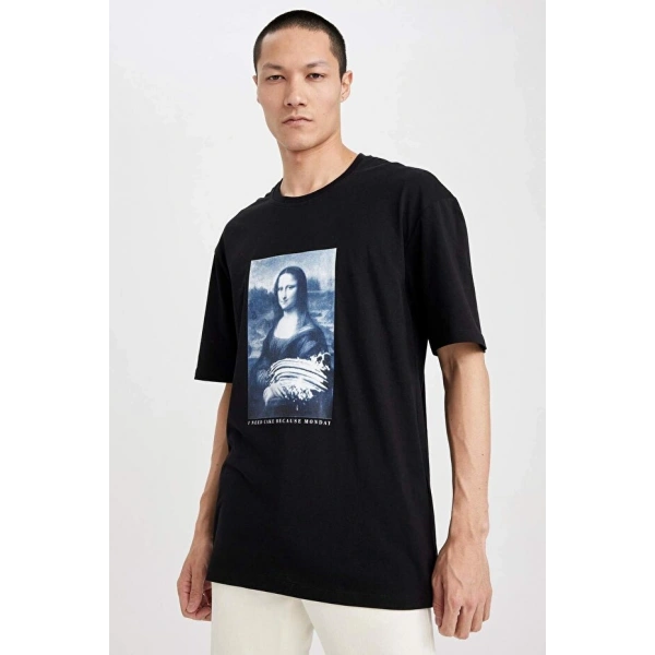 DEFACTO Erkek Baskılı Kısa Kol T-Shirt