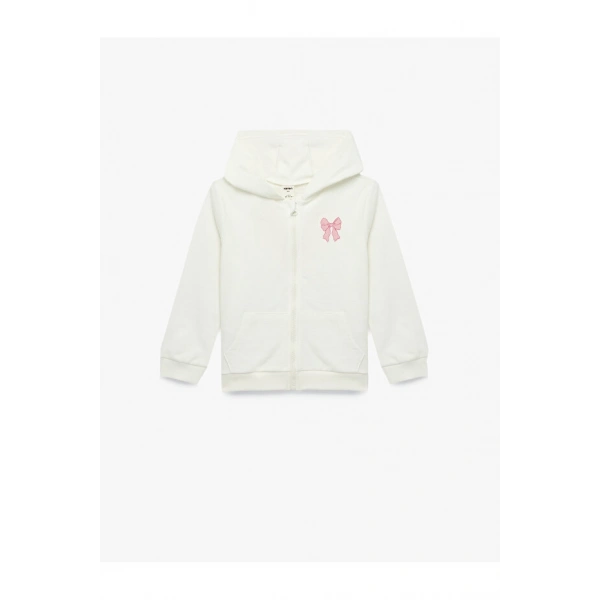 KOTON Kız Bebek Uzun Kollu Kapşonlu Pamuklu Şardonlu Sweatshirt