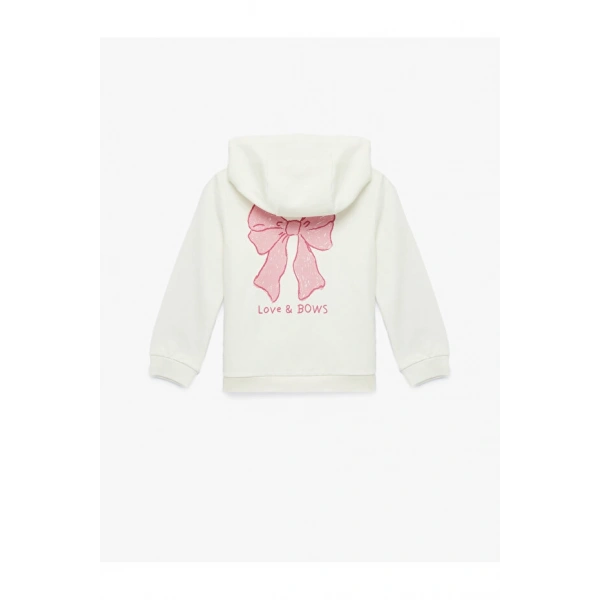 KOTON Kız Bebek Uzun Kollu Kapşonlu Pamuklu Şardonlu Sweatshirt