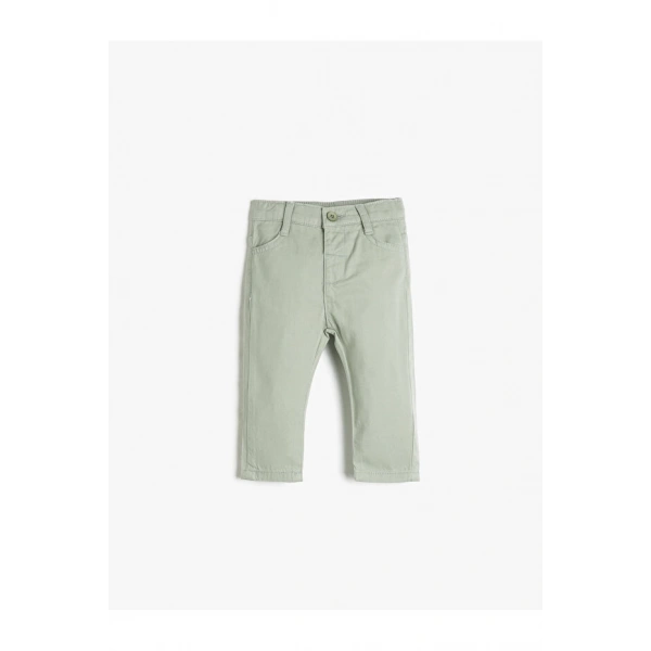 KOTON Erkek Bebek Pantolon Slim Fit Cepli Pamuklu Beli Ayarlanabilir Lastikli