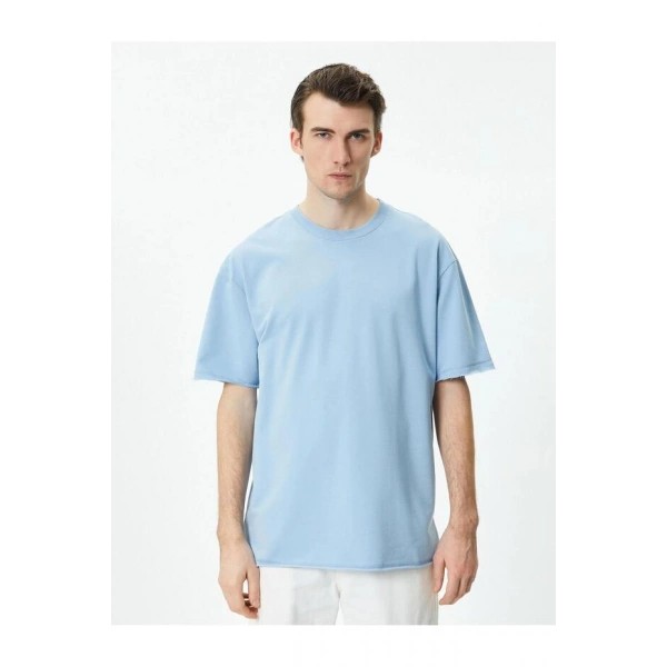 KOTON Erkek Oversize Bisiklet Yaka Kısa Kollu Pamuklu T-shirt