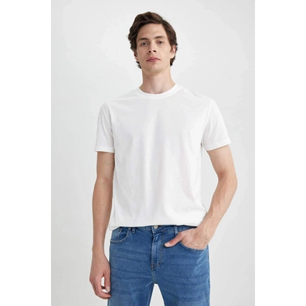 DEFACTO Regular Fit Bisiklet Yaka Sırt Baskılı Kısa Kollu T-Shirt