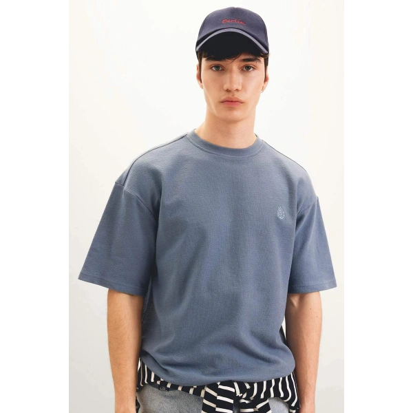 DEFACTO %100 Pamuk Comfort Regular Fit Rahat Kalıp Bisiklet Yaka Baskılı Kısa Kollu T-Shirt