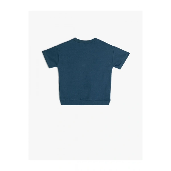 KOTON Çocuk Slogan Baskılı Bisiklet Yaka T-shirt