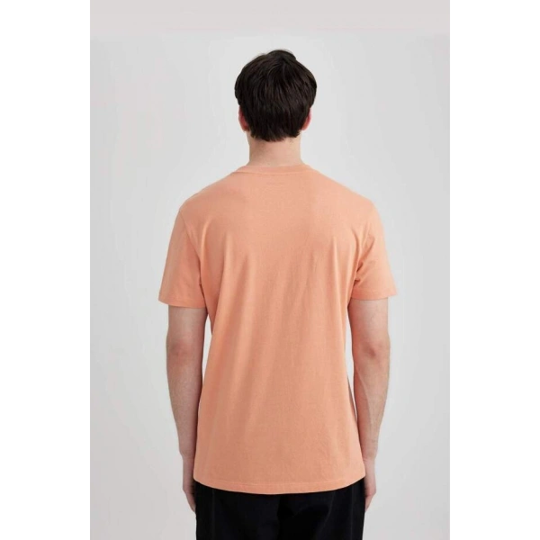 DEFACTO Slim Fit Dar Kesim Bisiklet Yaka Baskılı Kısa Kollu T-Shirt