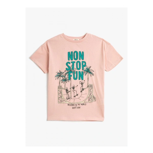 KOTON Baskılı Pembe Erkek Çocuk T-Shirt