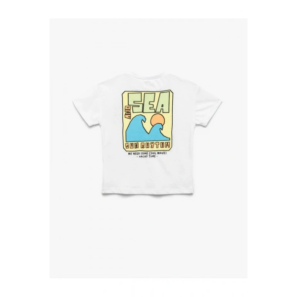 KOTON Pamuklu Kısa Kollu Bisiklet Yaka Baskılı T-Shirt