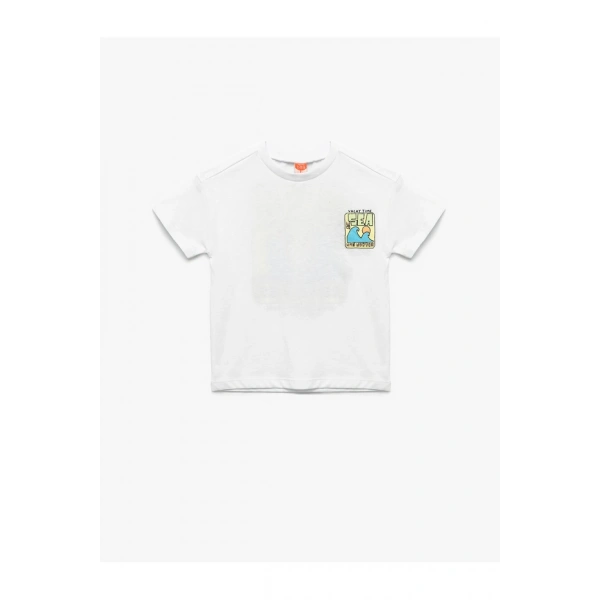 KOTON Pamuklu Kısa Kollu Bisiklet Yaka Baskılı T-Shirt