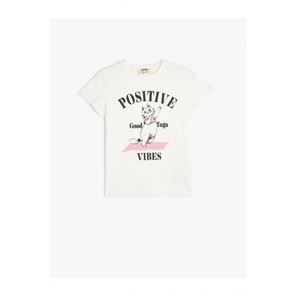 KOTON Kısa Kollu Bisiklet Yaka Slogan Baskılı Pamuklu T-Shirt