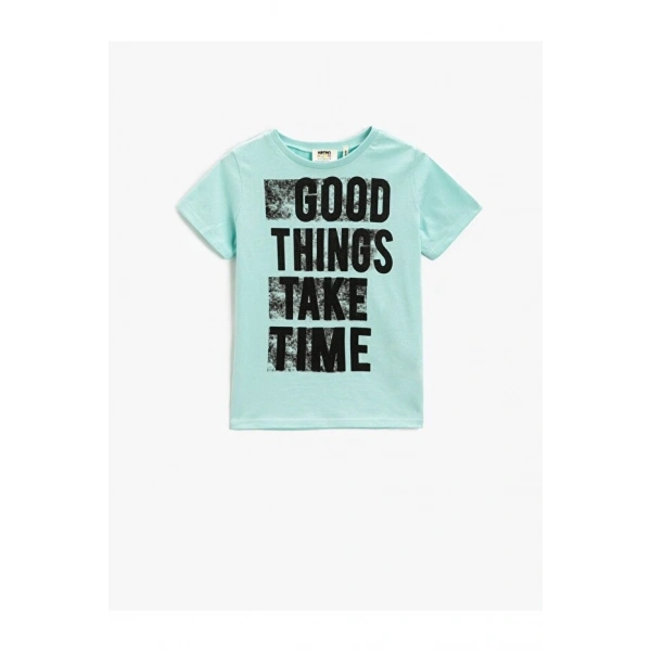 KOTON Erkek Çocuk Baskılı Bisiklet Yaka Pamuklu T-shirt