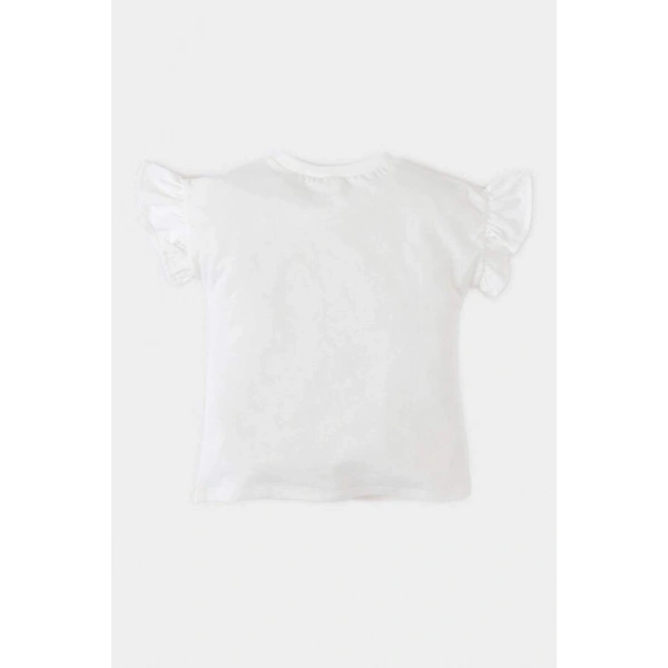 DEFACTO Kız Bebek Bisiklet Yaka Çiçekli Kısa Kollu T-shirt