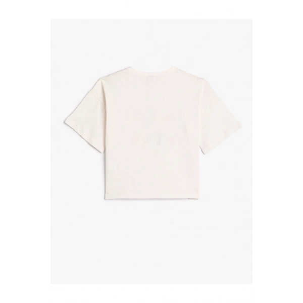 KOTON Kız Çocuk Baskılı Kısa Kollu Bisiklet Yaka Pamuklu T-shirt