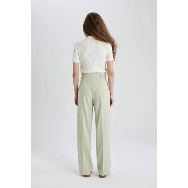 DEFACTO Kadın Klasik Basic Düz Geniş Bol Paça Yüksek Bel Pantalon