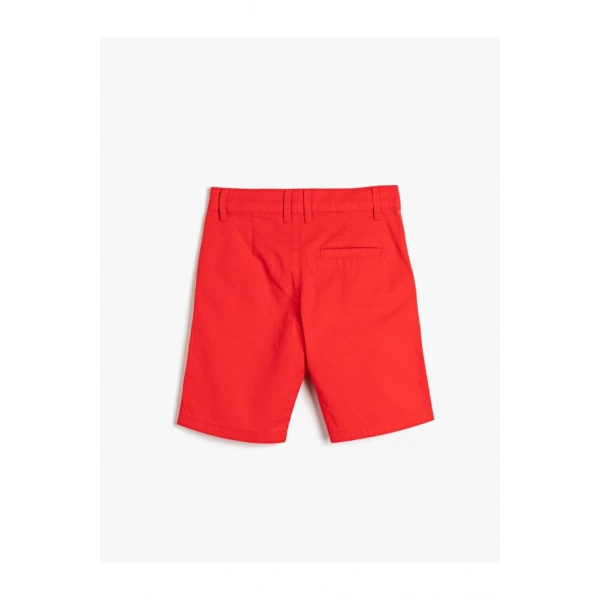 KOTON Erkek Çocuk Basic Chino Cepli Pamuklu Beli Ayarlanabilir Lastikli Şort